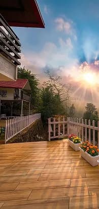 Deck view with sunset