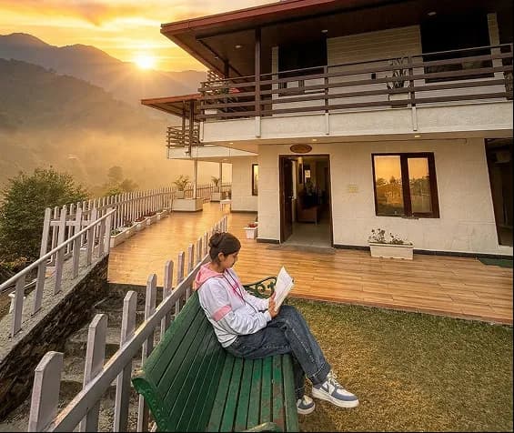 Stone and wood architecture of the homestay